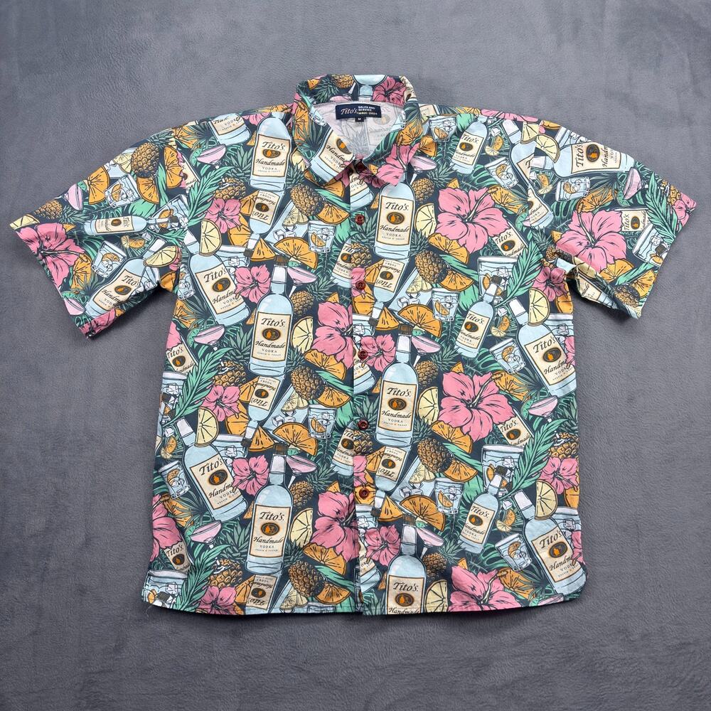 Tito's Handmade Vodka Hawaiian Shirt Mens Med. Sales and Service Event Maui 2024